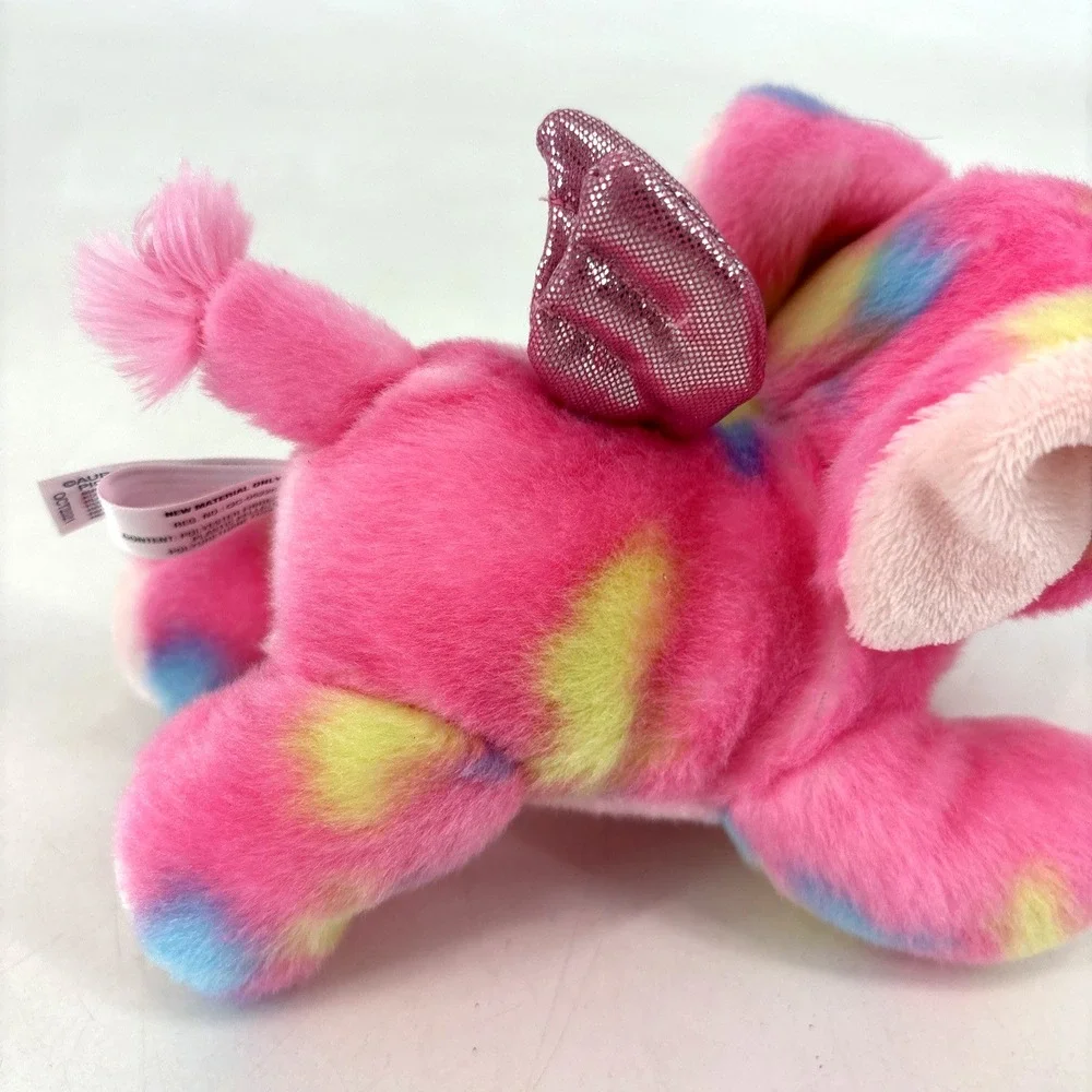 Aurora Vibrant Bright Fancies‎ Candyapple Elephant w/ Wings Pink Plush Tie Dye